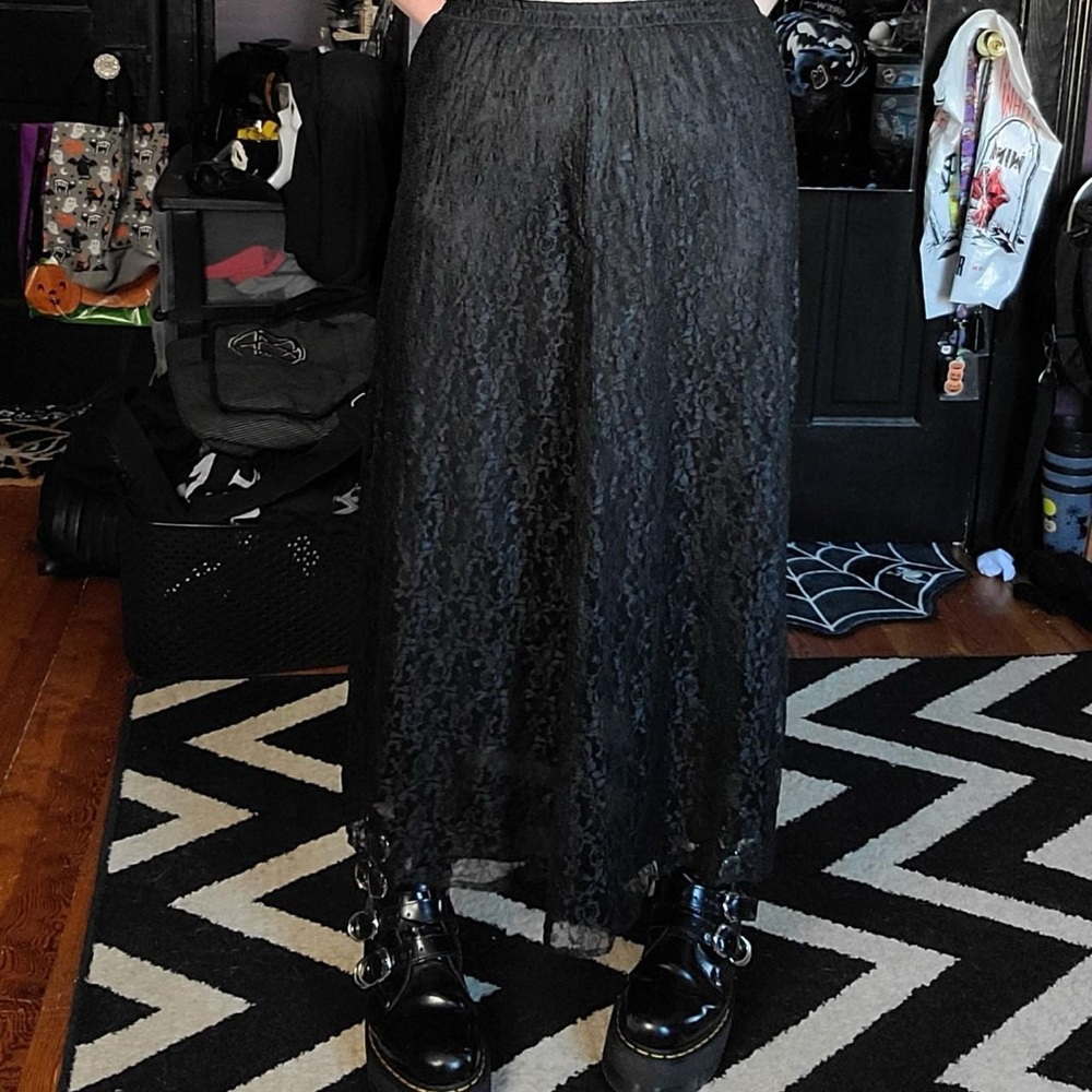 Whimsigoth Black Lace Maxi Skirt y2k - Picture 8 of 8